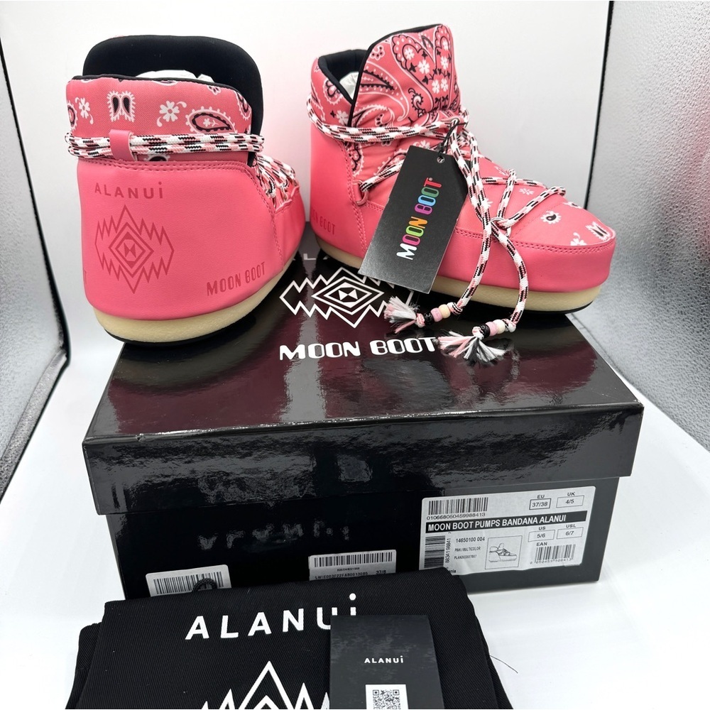 NWT Alanui x Moon Boot Pink Bandana Full Moon Low Pink Pumps Boots moonboots